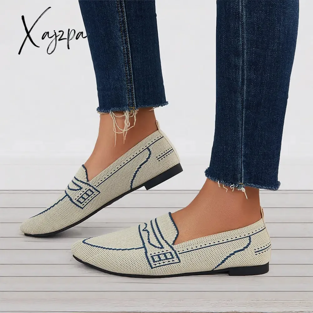 Xajzpa - Casual Pointed Toe Ballet Flats Knit Formal Walking Shoes